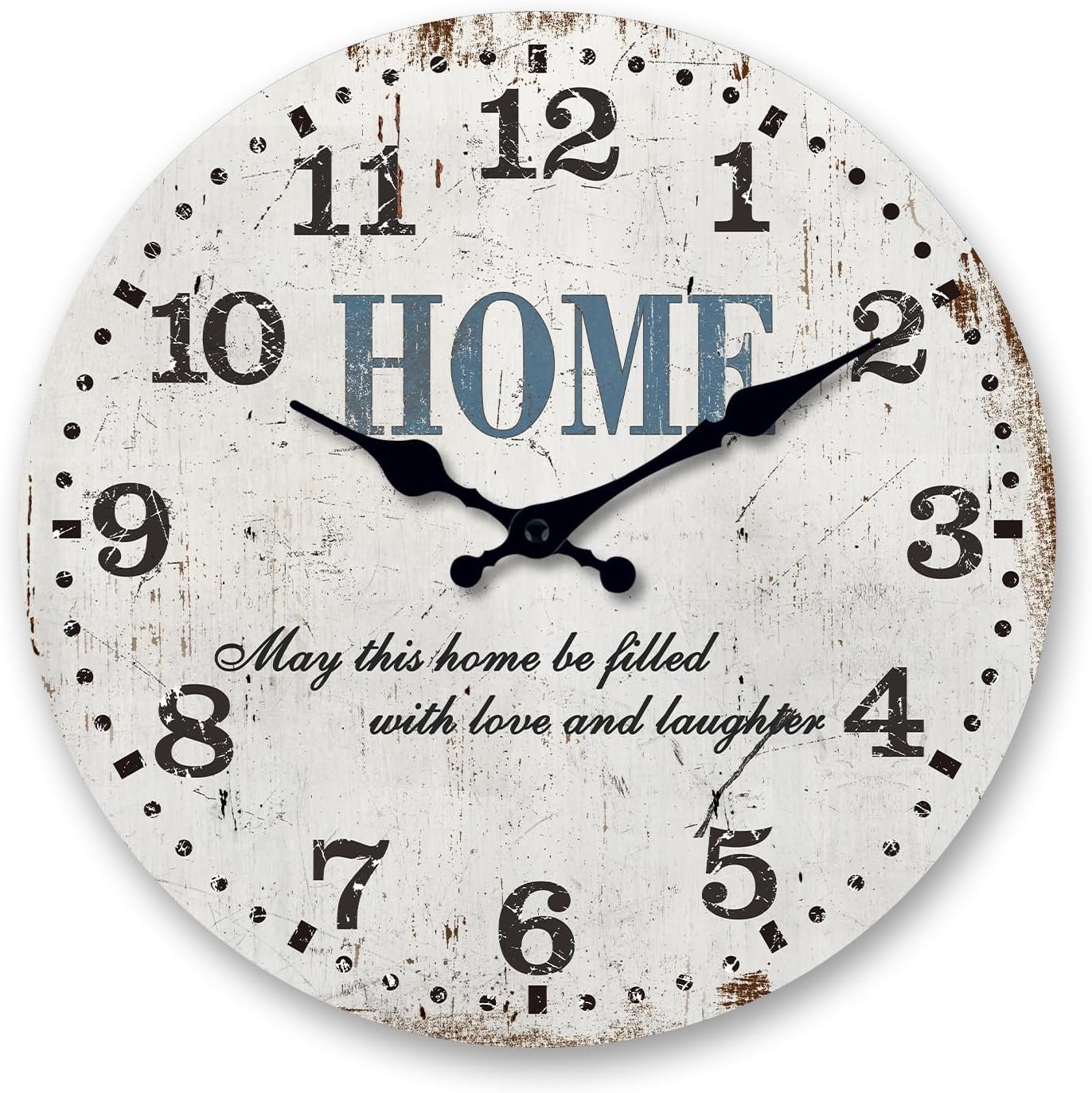 Wooden Wall Clocks Battery Operated 10 Inch | Country Kitchen Wall Clock Home Sign Wall Decor Silent Non Ticking Retro Farmhouse Wall Clocks for Living Room Bedroom Decor