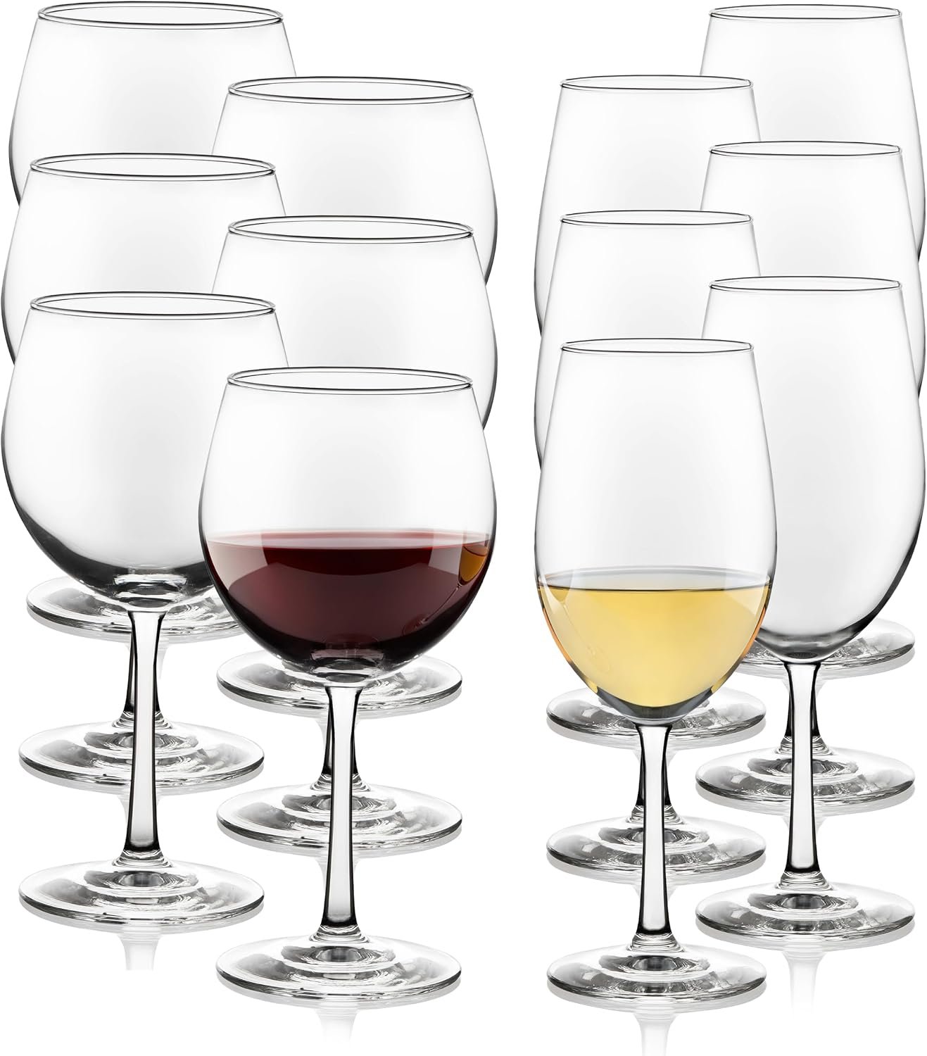 Libbey Vineyard Reserve Wine Glasses Set of 12, Red & White Clear Stemware | 119.7 oz and 18 oz Capacities Designed to Enhance Wine Flavors with Dishwasher-Safe Cleanup