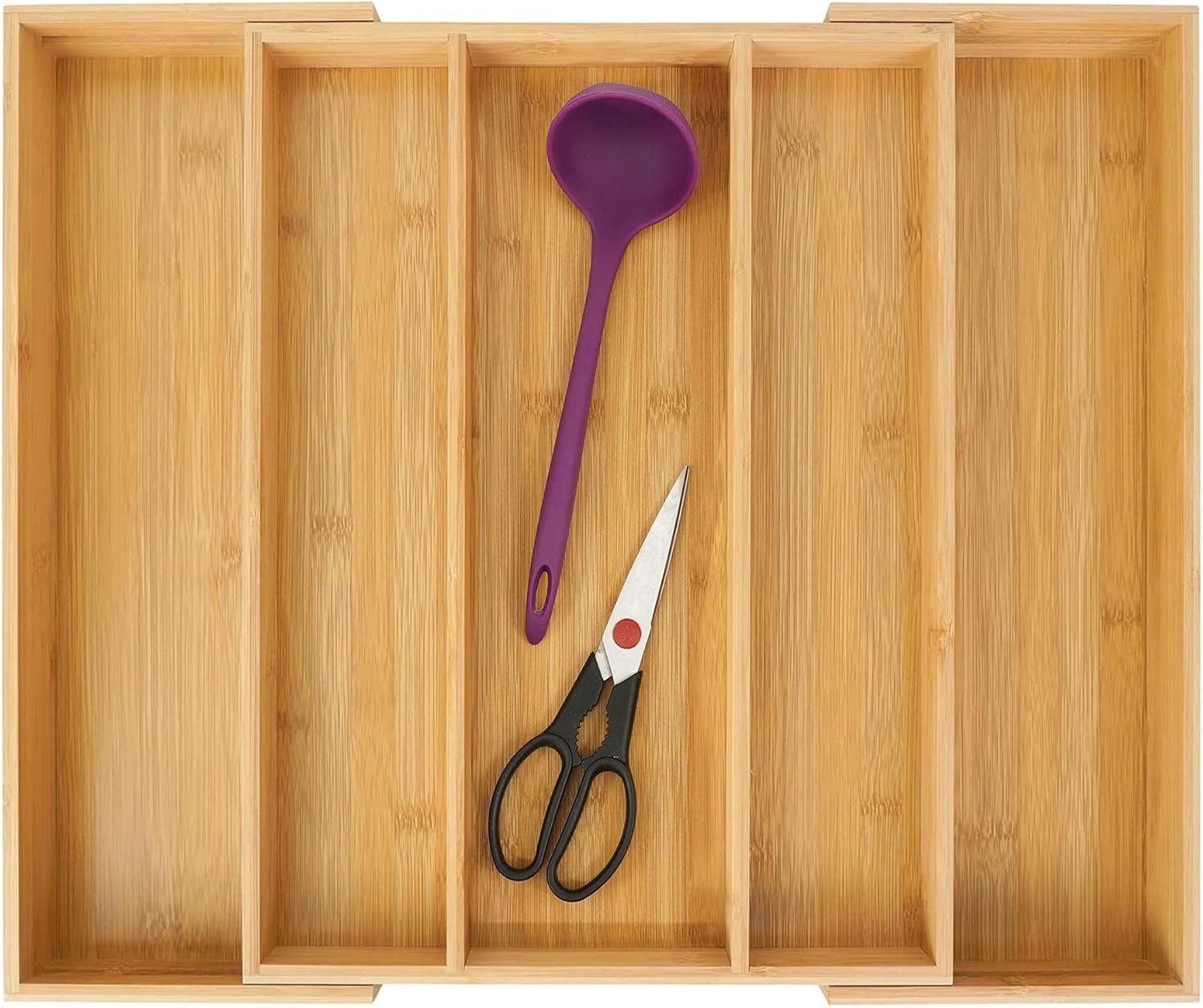 Utoplike Bamboo Expandable Kitchen Drawer Organizer Silverware Utensil Tray | Cutlery Holder, Drawers Divider for Large Utensils, Flatware, Knives, Spatulas in Kitchen, Office, Adjustable 3-5 Slots