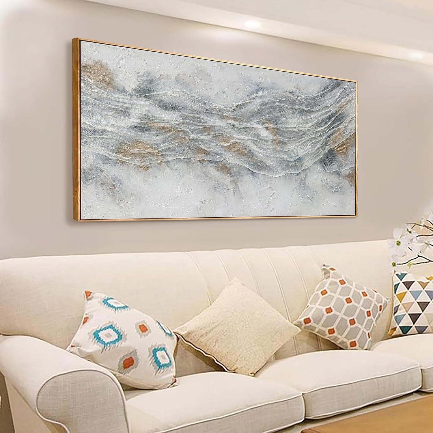 Abstract Canvas Wall Art Decor Modern Wall Art Pictures for Living Room Abstract Canvas Art Wall Decor Large Framed Wall Art Prints Large Artwork for Walls Bedroom Office Decor 29″ X 58″