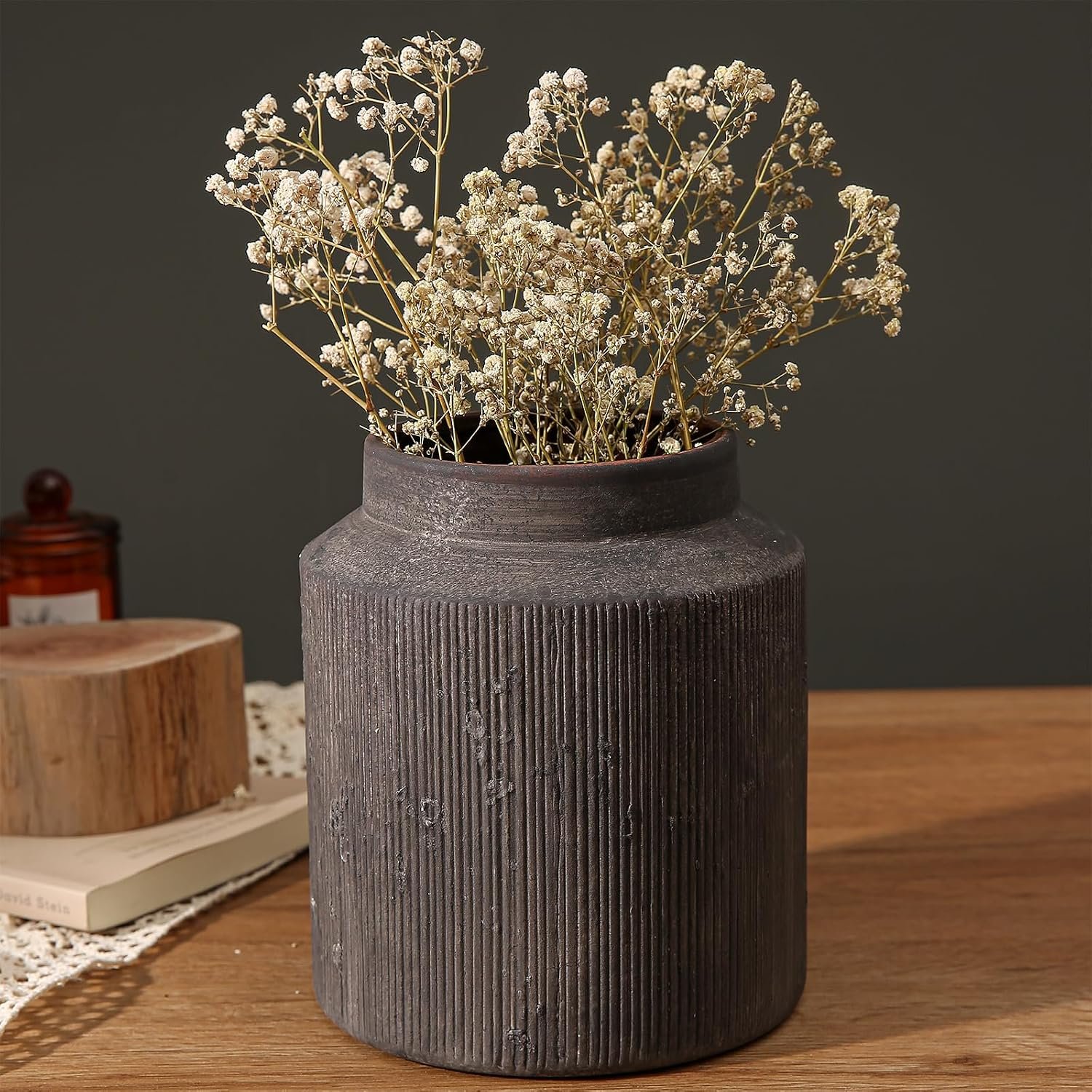Rustic Vases for Home Decor. Ceramic Vase for Dining Table Decor. Terracotta Decorative Vase 6.1IN. ZSHLXM