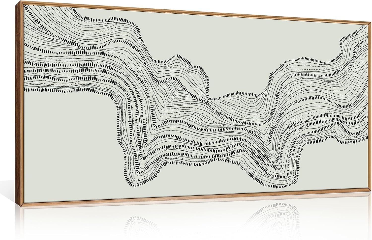HLNIUC Neutral Abstract Framed Canvas Wall Art Set, Black Beige Wave Line Wall Decor, Large Minimalist Painting, Modern Geometric Art Print for Living Room, Bedroom, Dinning Room, Office – 40″x20″x1