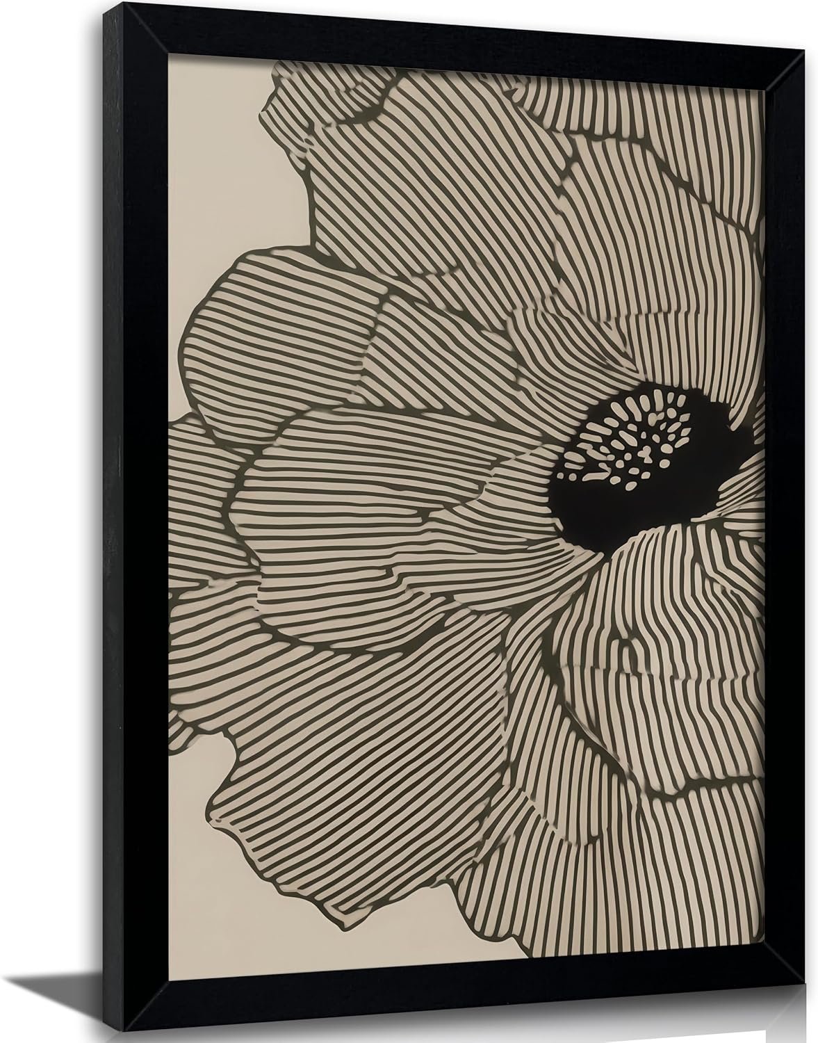 Abstract Flower Wall Art, Minimalist Black and White Line Painting Wall Decor, Modern Neutral Floral Picture Poster, Boho Botanical Sketch Artwork for Office Living Room Bedroom Home Decoration