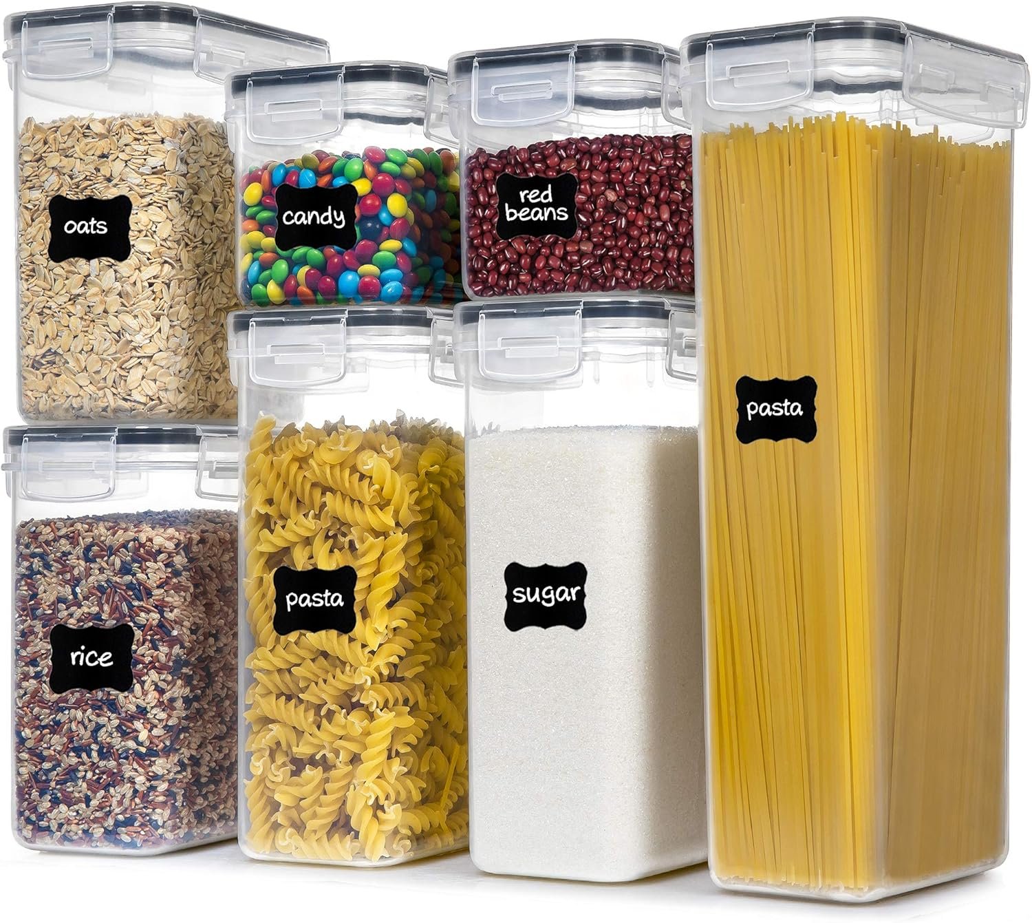 PANTRYSTAR Airtight Food Storage Containers with Lids, 7 PCS | Airtight BPA-Free Food Containers, Fresh Pantry Storage, Pasta Flour & Sugar Organization, Secure Lids, Kitchen Organization