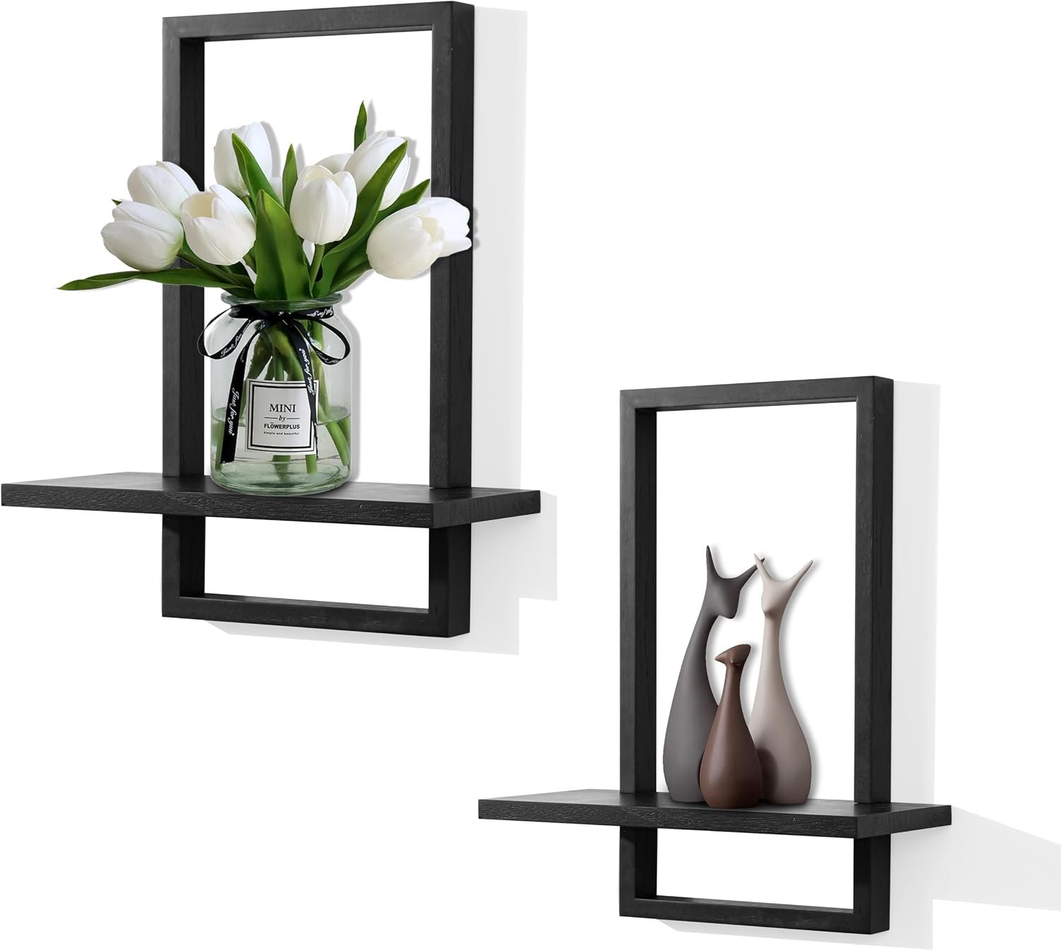 Floating Shelves for Wall,Decorative Wall Shelves Black,Plants Shelf Framed